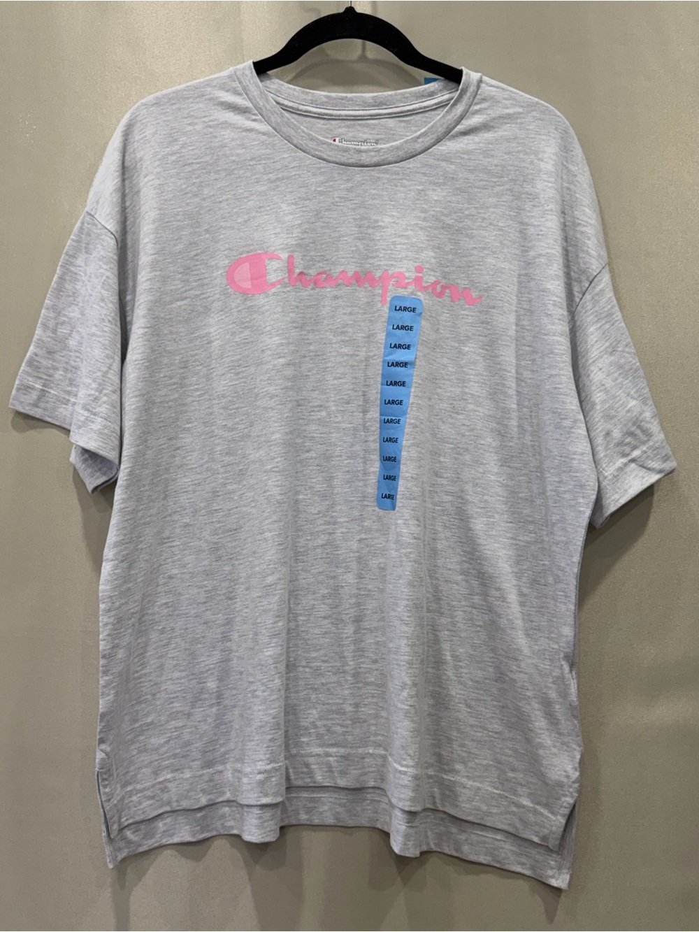 Champion Women’s Graphic Logo T-Shirt Gray Pink Size Large NWT
